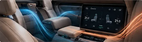 Cabin airflow visualisation for heating and cooling