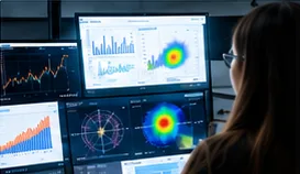 Analyst reviewing gaze heatmaps and charts