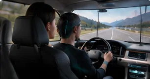 Participant in a driving simulator